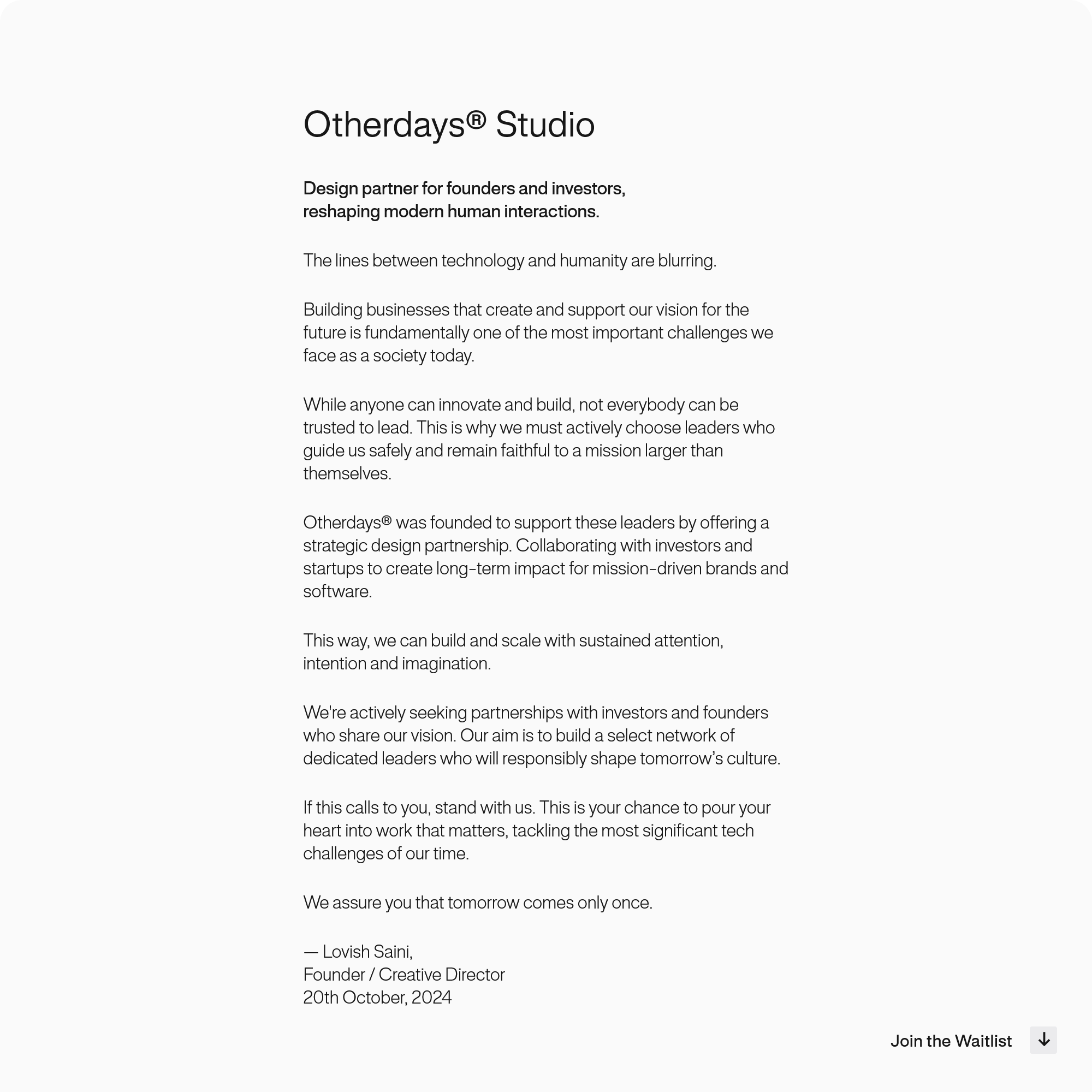 Screenshot of Otherdays Studio