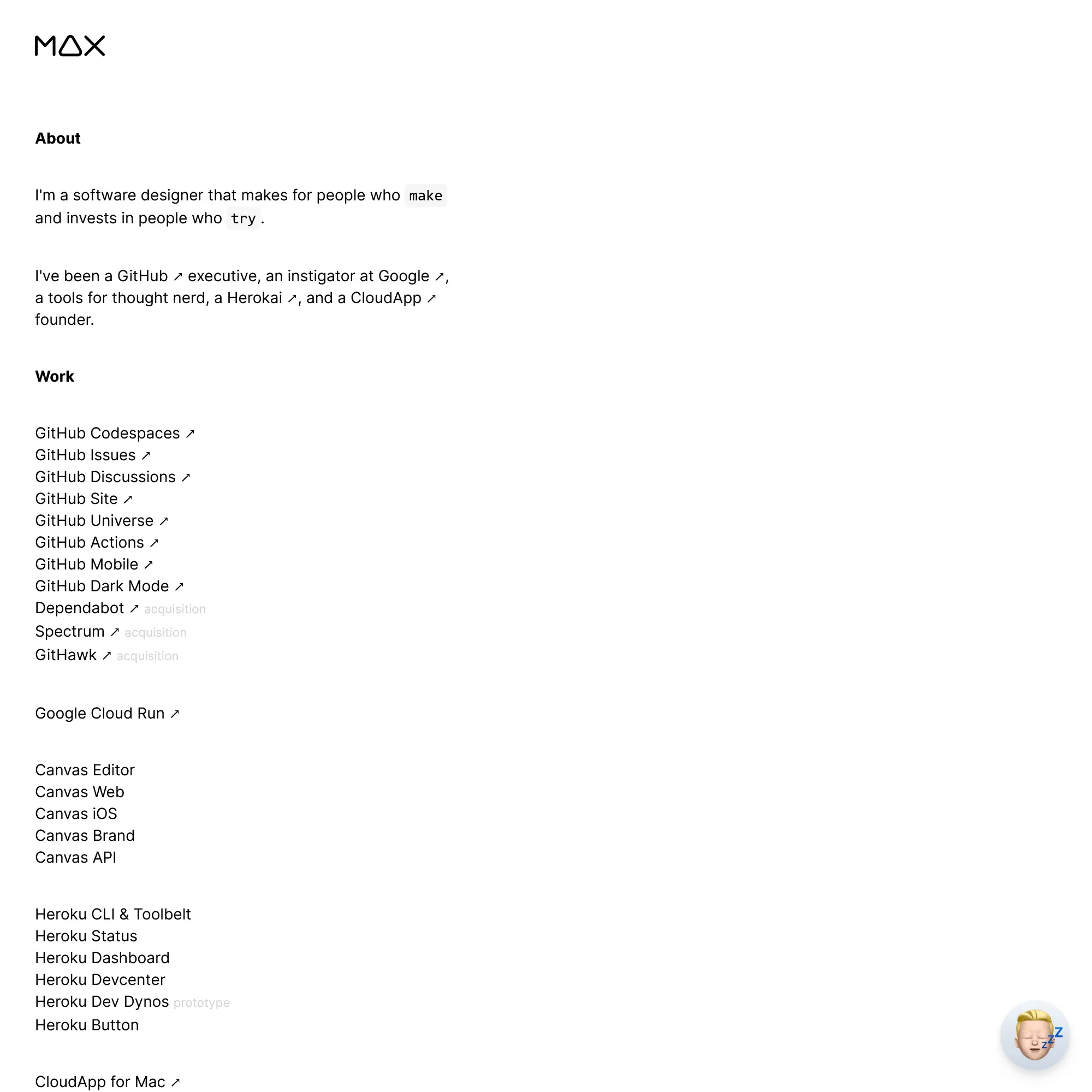 Screenshot of MAX