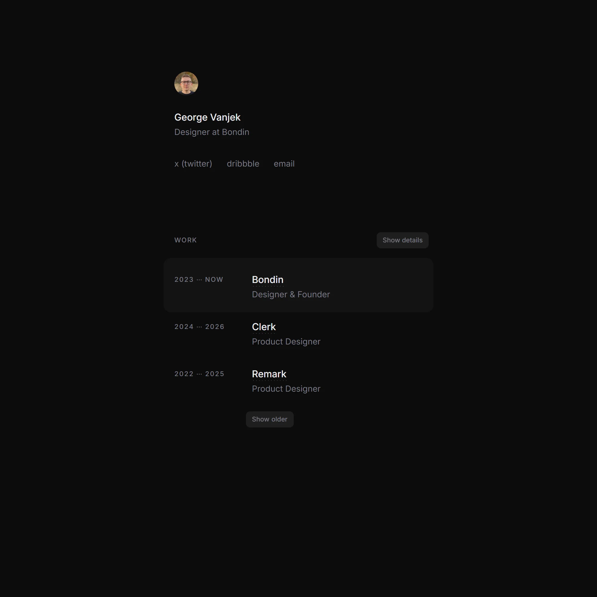 Screenshot of George Vanjek